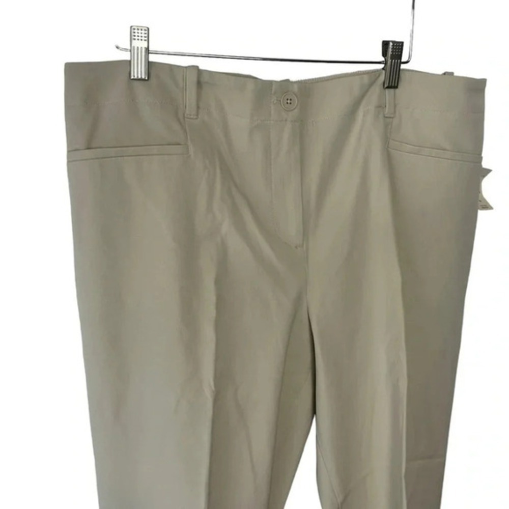 Talbots Dress Pants 16 Beige Straight Leg Ankle Snap Cotton Blend NWT
